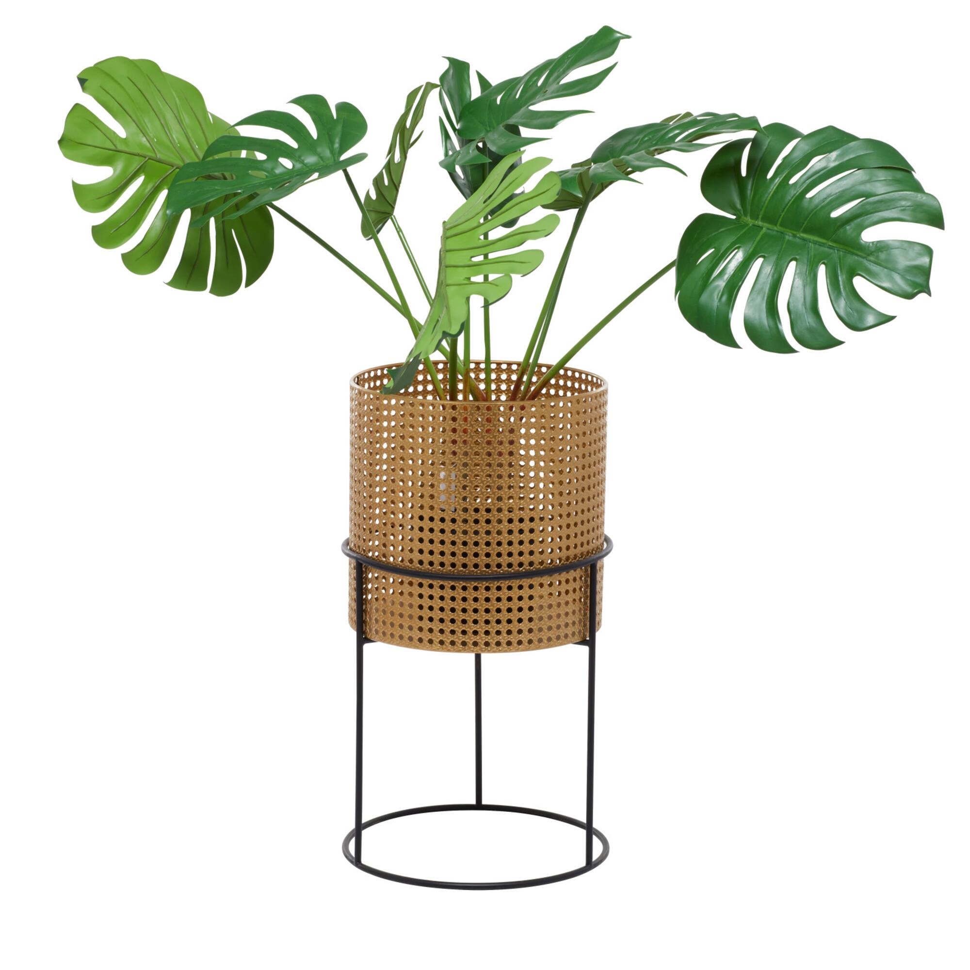 Set of 3 Gold Iron Contemporary Planter, 23" x 13" x 13"